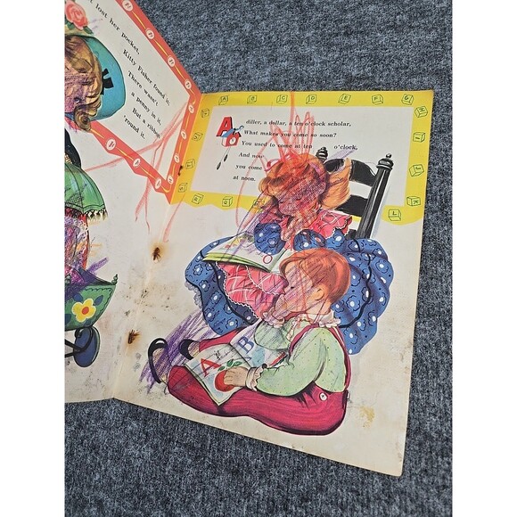 Merrill Co. Vintage Nursery Rhymes Book Lot of 3 Linen Children's Book - Picture 8 of 14